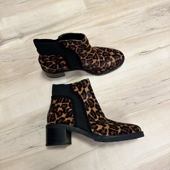 Crown Vintage Women 7.5M Maiy Bootie Cheetah Leopard Animal Print Cowhair Upper - Picture 1 of 9